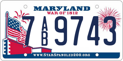 MD license plate 7AB9743