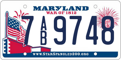 MD license plate 7AB9748