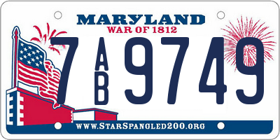 MD license plate 7AB9749
