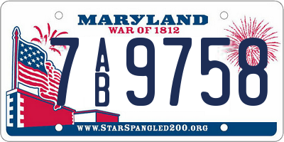 MD license plate 7AB9758