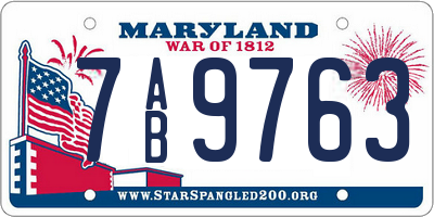 MD license plate 7AB9763