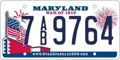 MD license plate 7AB9764