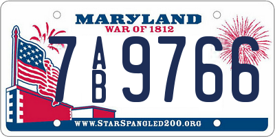 MD license plate 7AB9766