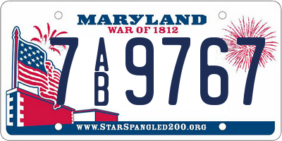MD license plate 7AB9767