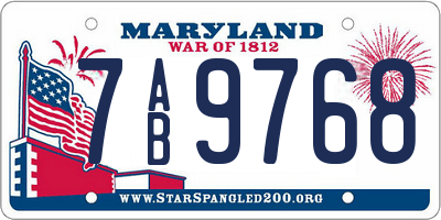 MD license plate 7AB9768