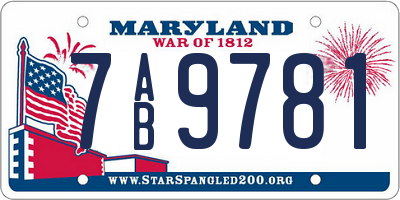 MD license plate 7AB9781