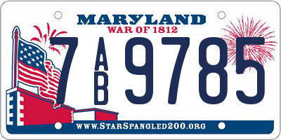 MD license plate 7AB9785