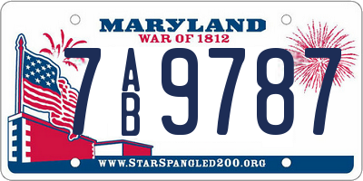 MD license plate 7AB9787