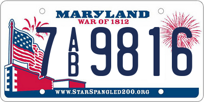 MD license plate 7AB9816