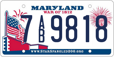 MD license plate 7AB9818