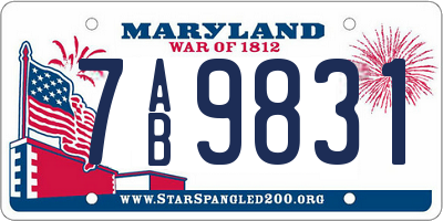 MD license plate 7AB9831