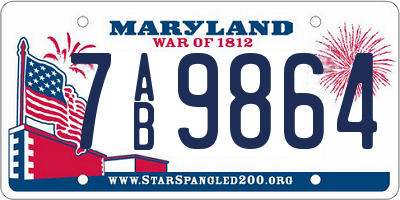 MD license plate 7AB9864