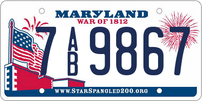 MD license plate 7AB9867