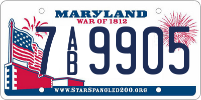 MD license plate 7AB9905