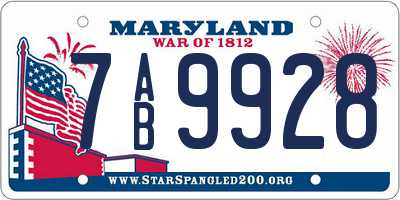 MD license plate 7AB9928