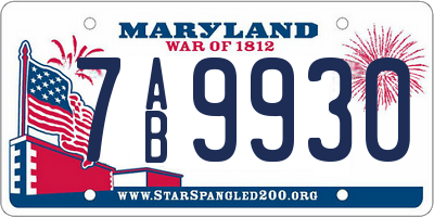 MD license plate 7AB9930