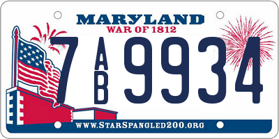 MD license plate 7AB9934