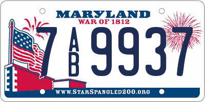 MD license plate 7AB9937