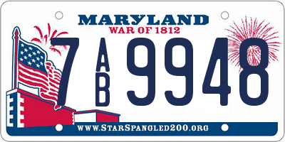 MD license plate 7AB9948