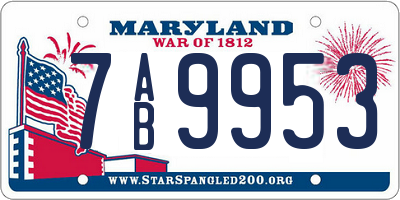 MD license plate 7AB9953