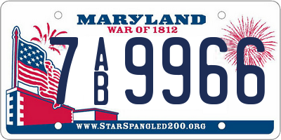 MD license plate 7AB9966
