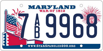 MD license plate 7AB9968