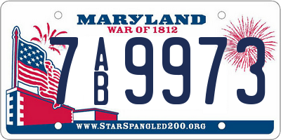 MD license plate 7AB9973