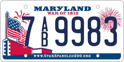 MD license plate 7AB9983