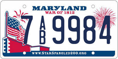 MD license plate 7AB9984