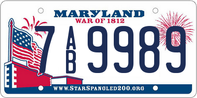 MD license plate 7AB9989