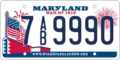 MD license plate 7AB9990