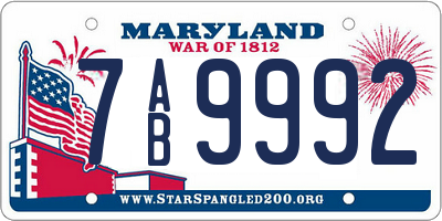 MD license plate 7AB9992
