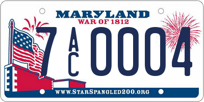 MD license plate 7AC0004