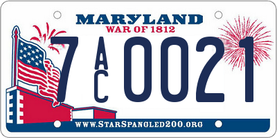 MD license plate 7AC0021