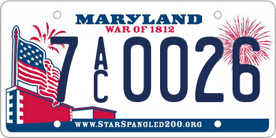 MD license plate 7AC0026