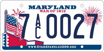 MD license plate 7AC0027