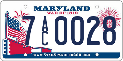 MD license plate 7AC0028