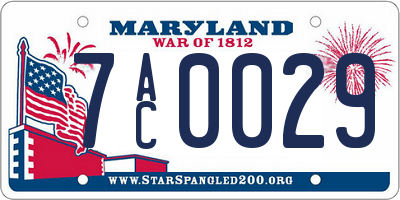 MD license plate 7AC0029
