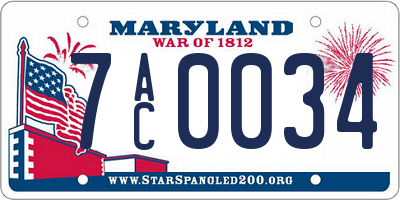 MD license plate 7AC0034