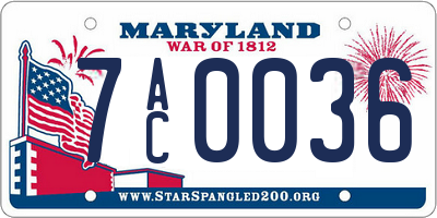 MD license plate 7AC0036