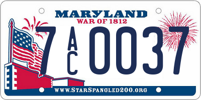 MD license plate 7AC0037