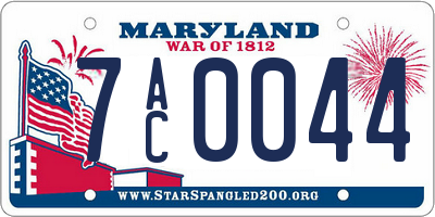 MD license plate 7AC0044