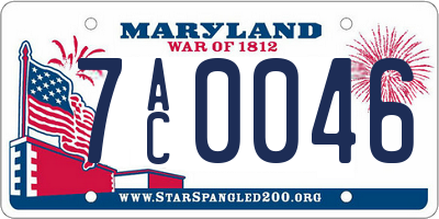 MD license plate 7AC0046