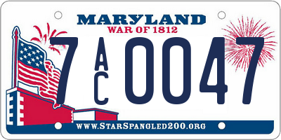 MD license plate 7AC0047