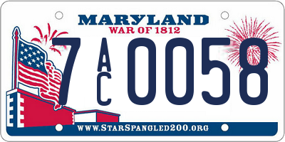 MD license plate 7AC0058
