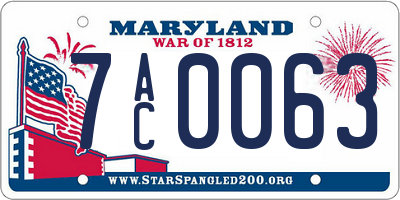 MD license plate 7AC0063