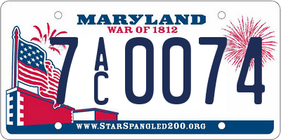 MD license plate 7AC0074