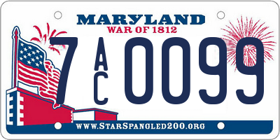 MD license plate 7AC0099
