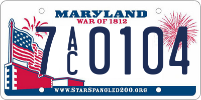 MD license plate 7AC0104