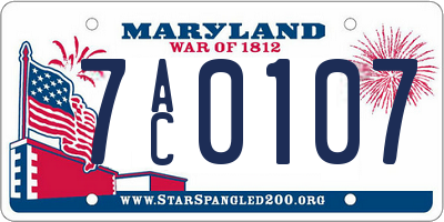 MD license plate 7AC0107